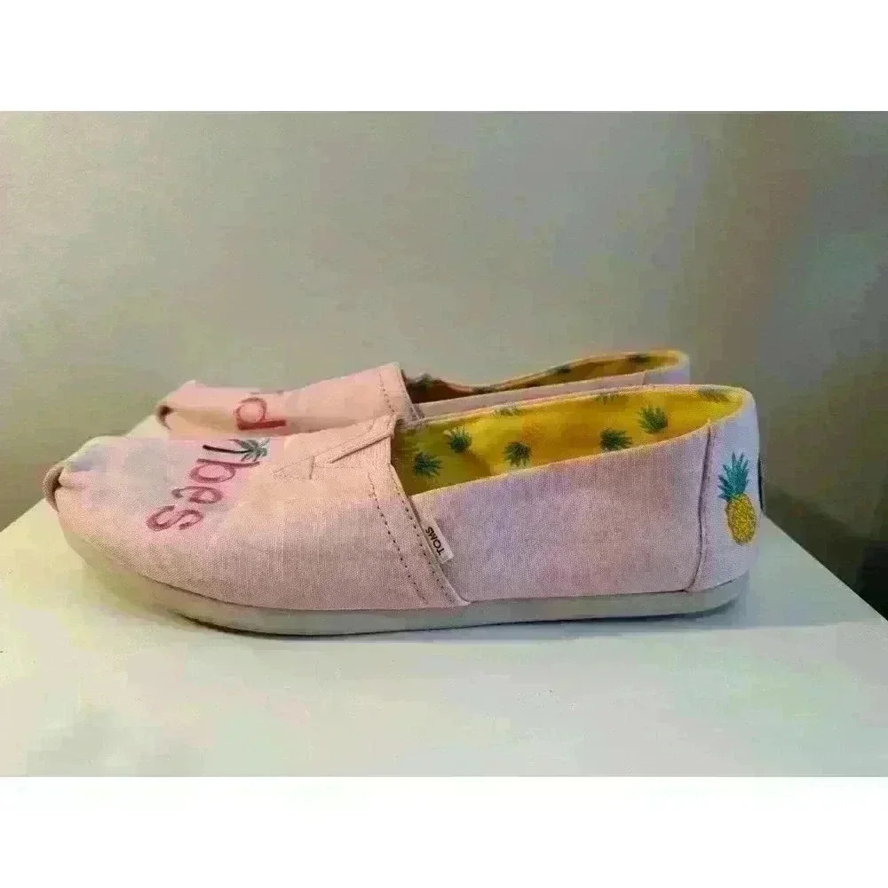 Toms Women's Alpargata Canvas Good Vibes Embroidered Light Pink Flats Size 6M - Picture 4 of 8